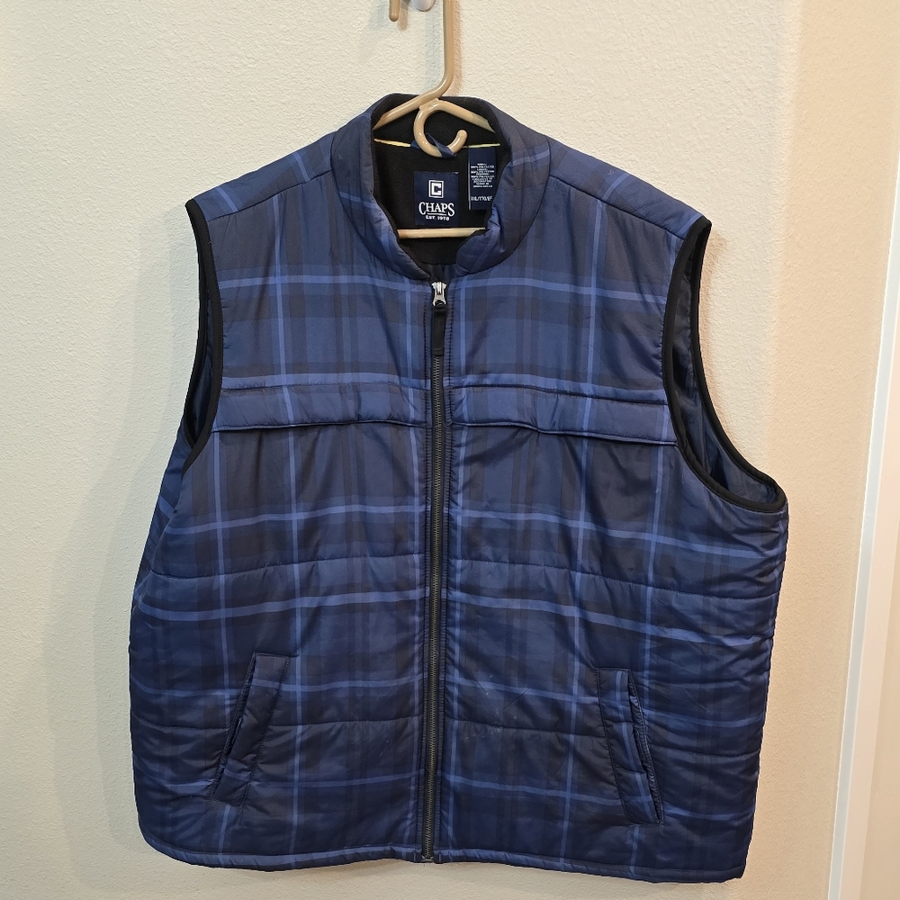 Chaps Blue Plaid Quilted Puffer Vest Jacket Mens Plus Size XXL - Picture 4 of 13